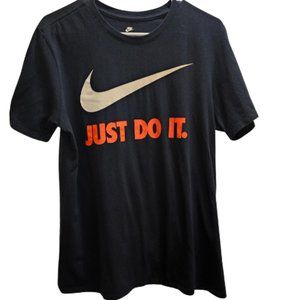 Nike Just Do It Print Athletic Short Sleeve Crew Neck T Tee Shirt Blue Orange M